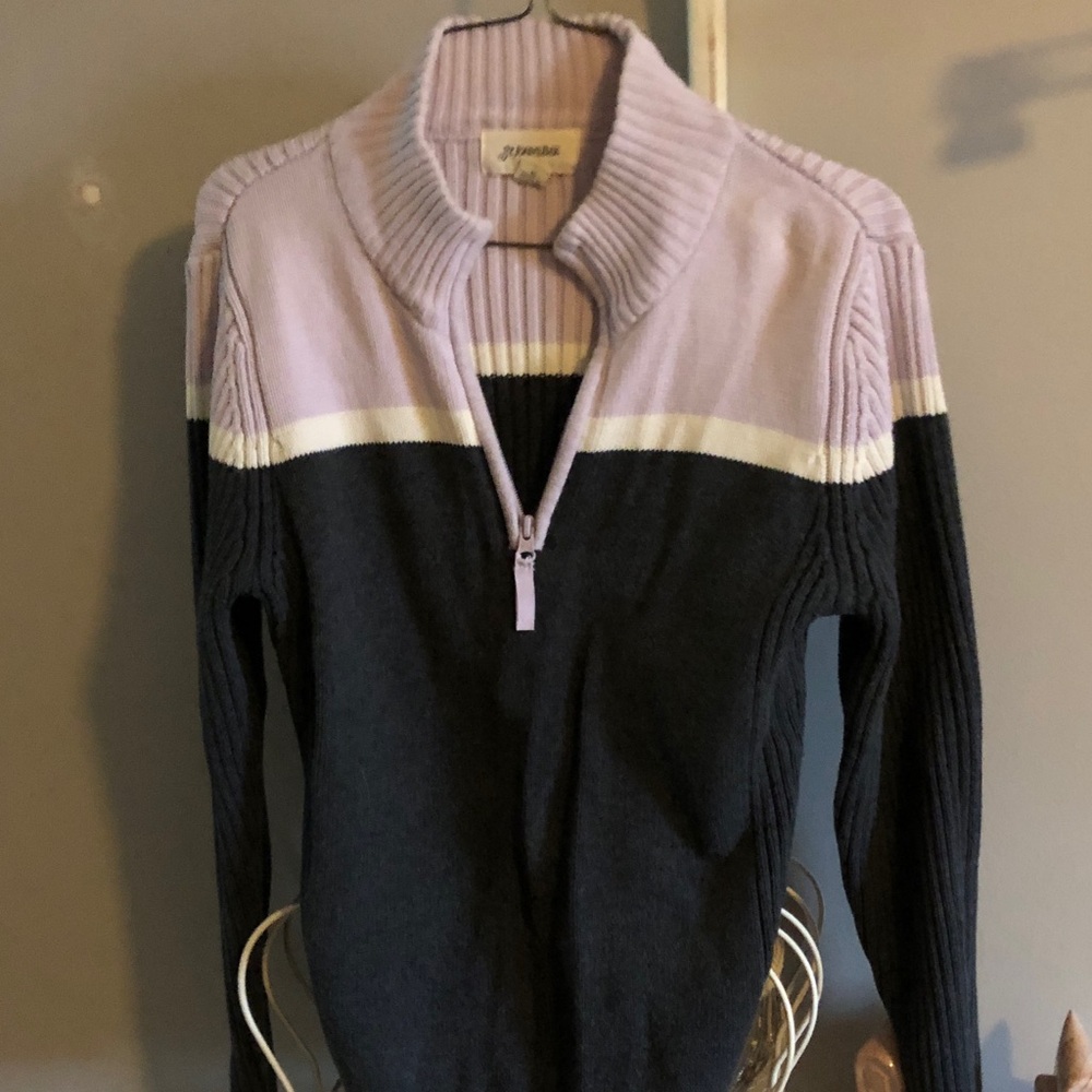 St. John's Bay Lavender and Charcoal Sweater